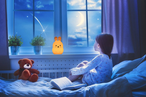 Silikónová nočná lampa Králik pre deti LED USB + ovládač