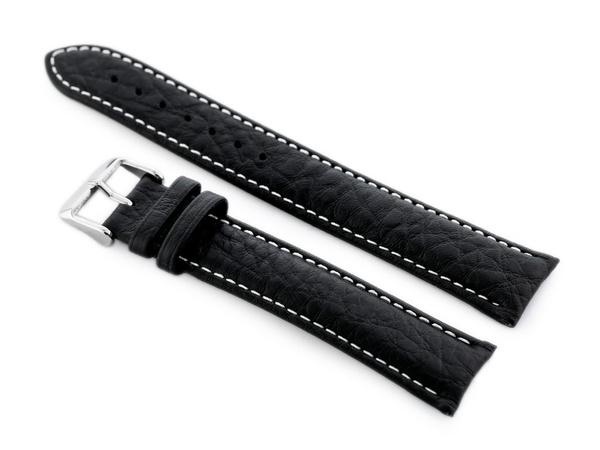 Kožený remienok na hodinky W05xl čierno/biely - 20 mm