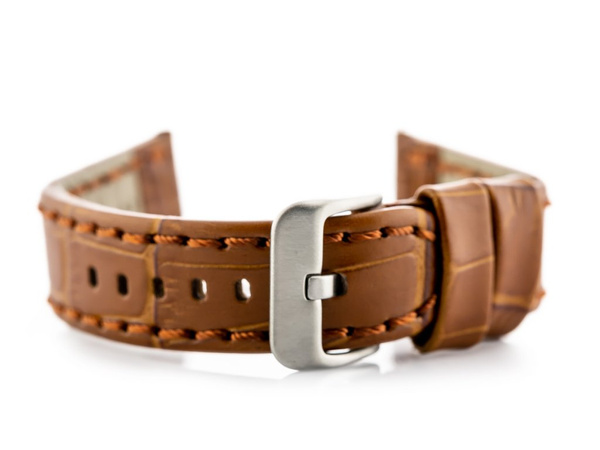 Kožený remienok na hodinky W49 - Camel - 24 mm