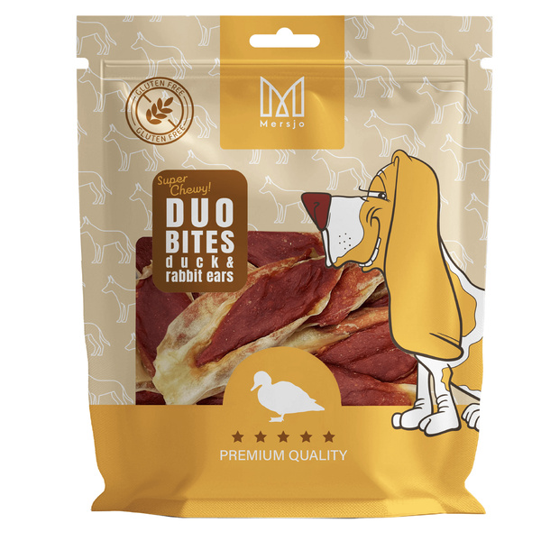 Pochúťka pre psov Duo Flavors – Kačica s králičím uchom Mersjo 300g