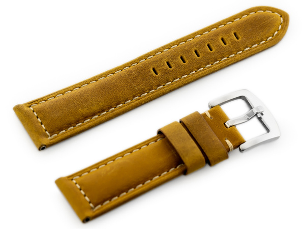 Kožený remienok na hodinky W29 - svetlohnedý 24 mm