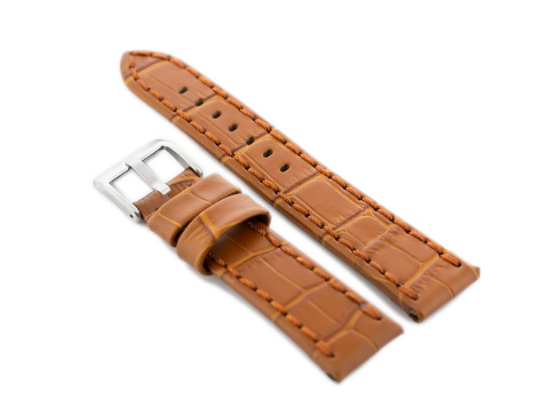 Kožený remienok na hodinky W49 - Camel - 24 mm