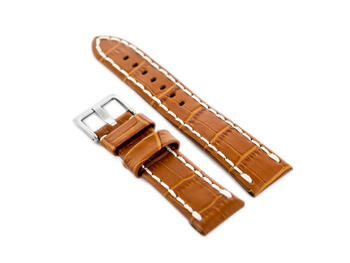 Kožený remienok na hodinky W49 – Camel/White – 22 mm