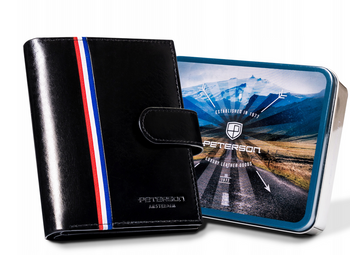 Veľká, kožená pánska peňaženka so zapínaním na cvok