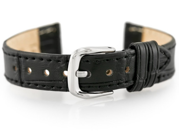 Kožený remienok na hodinky W41 - čierny - 12 mm