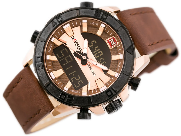 Pánske hodinky - Nf9114 (Zn046e) - Hnedé/Rosegold