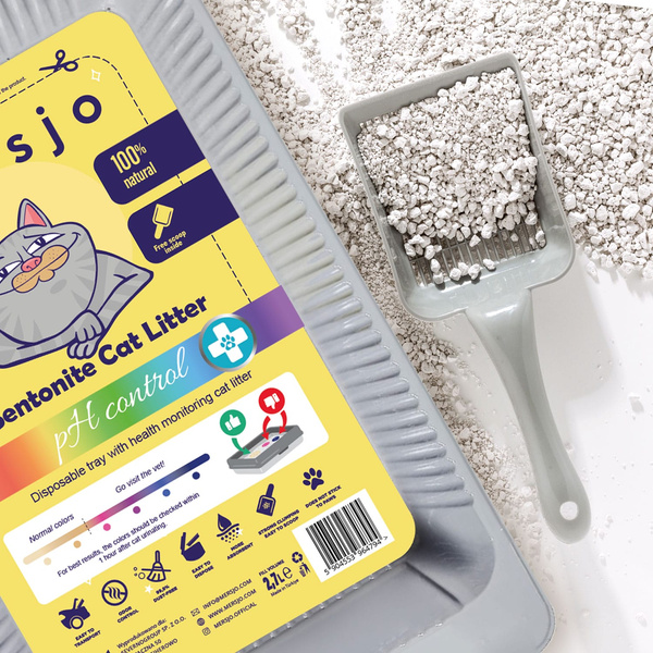 Jednorazová podstielka, bentonitová podstielka pre mačky PH CONTROL so zásobníkom 2,7 l + lopatka
