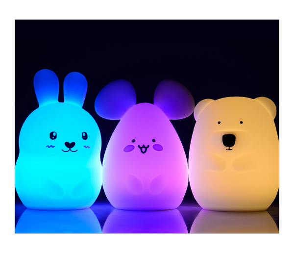 Silikónová nočná lampa Králik pre deti LED USB + ovládač