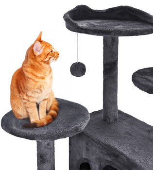 Škrabadlo pre mačky, stabilné, vysoké, 7 úrovní, lôžko tmavosivé 138cm
