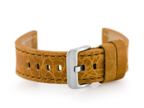 Kožený remienok na hodinky W48 - Premium - Camel - 24 mm