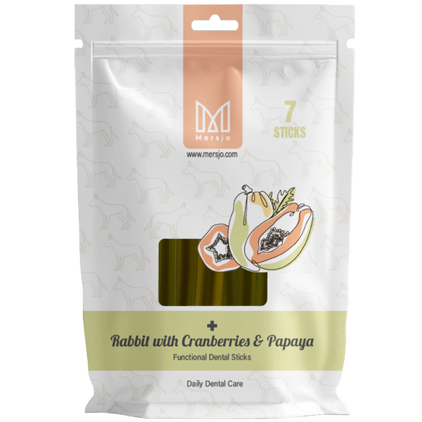 Dentálna pochúťka pre psov Dental Sticks Mersjo Hovädzie Riasy Čaj 28 ks