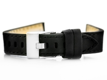 Kožený remienok na hodinky W25 - čierny - 24 mm