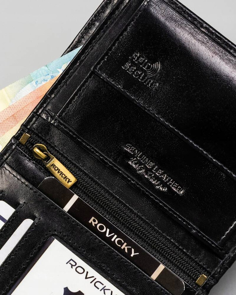 Veľká, kožená pánska peňaženka s RFID systémom bez vonkajšej spony