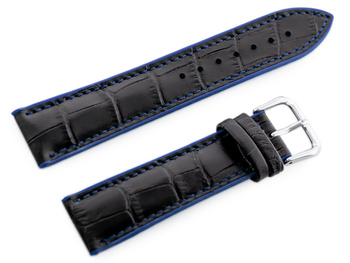 Gumový remienok na hodinky U18 - Čierny/Navy - 20 mm