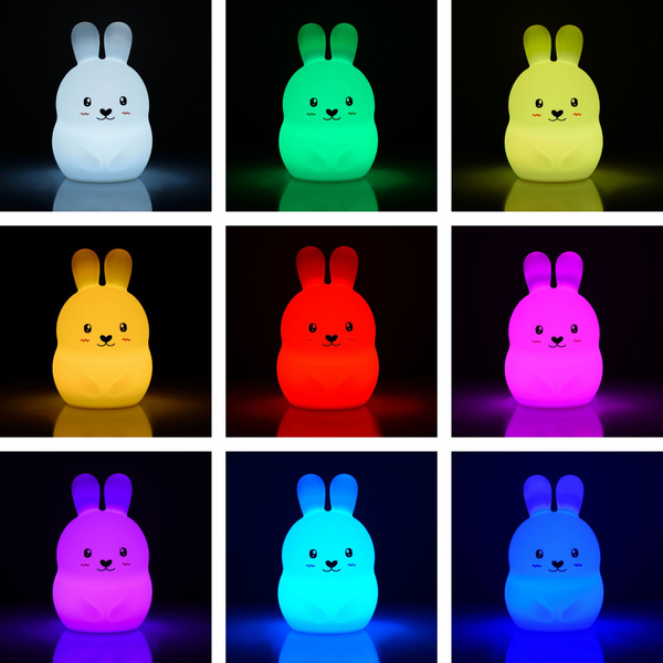 Silikónová nočná lampa Králik pre deti LED USB + ovládač