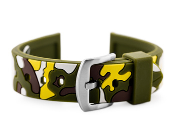 Gumový remienok na hodinky U13 - Olive/Yellow-Camo - 24 mm