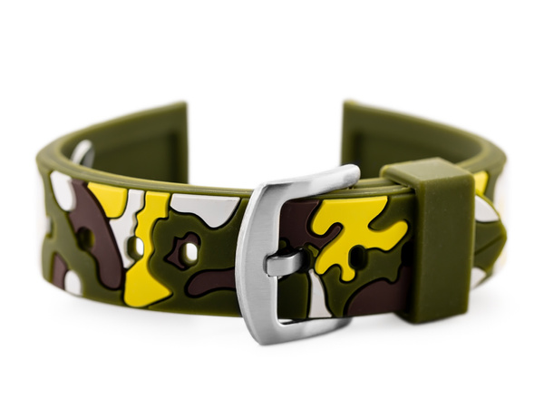 Gumový remienok na hodinky U13 - Olive/Yellow-Camo - 22 mm