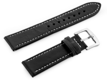 Kožený remienok na hodinky W81 – čierno/biely 22 mm
