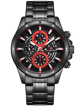 Pánske hodinky - Nf9149 (Zn090b) Black / Red + Box