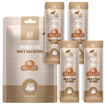 Mačacie maškrty - Wrap & Purr: Kačica a tuniak Mersjo 40 g (4 x 10 g)