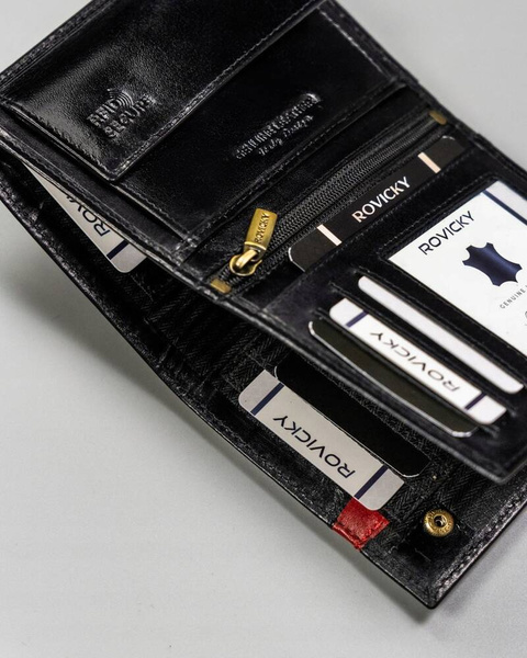 Veľká, kožená pánska peňaženka s RFID systémom bez vonkajšej spony