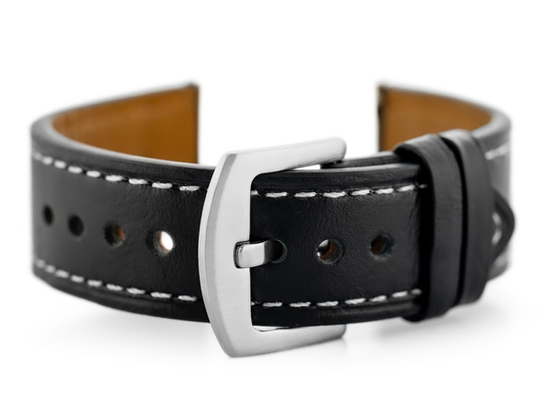 Kožený remienok na hodinky W81 – čierno/biely 22 mm