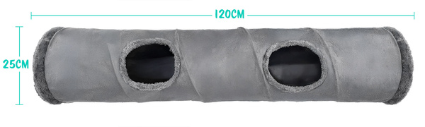 Tunel pre mačky, interaktívna hračka 2 v 1, SUBWAY, 120x25 cm, sivá