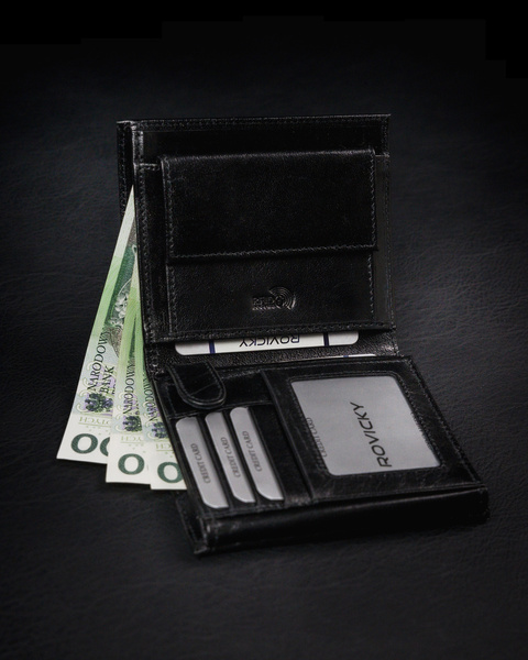 Priestranná pánska peňaženka z prírodnej lícovej kože s RFID ochranou
