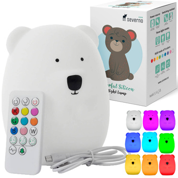 Silikónová nočná lampa Macko pre deti LED USB + ovládač