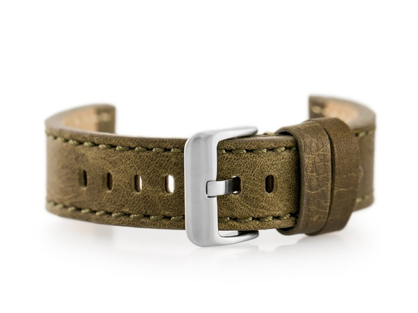 Kožený remienok na hodinky W48 – Premium – Olivový – 24 mm