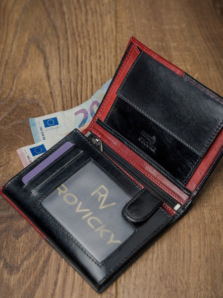 Dvojfarebná pánska peňaženka z prírodnej kože, bez RFID zapínania