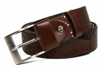 Klasický opasok z prírodnej kože zdobený razbou hadej kože