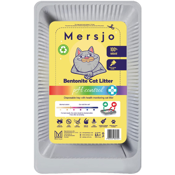 5x jednorázový box pre mačky PH CONTROL, s bentonitovou podstielkou 5x2,7l + lopatka