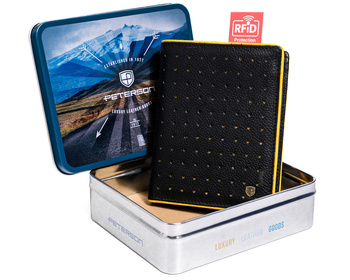 Pánska kožená peňaženka s kontrastným lemom