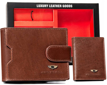 Darčeková sada: pánska kožená peňaženka, puzdro a kľúčenka