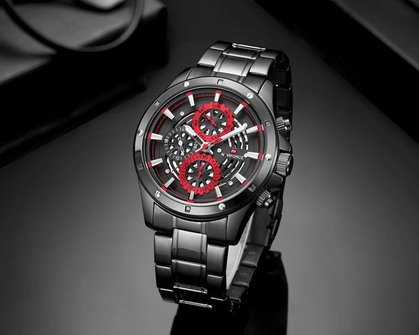 Pánske hodinky - Nf9149 (Zn090b) Black / Red + Box