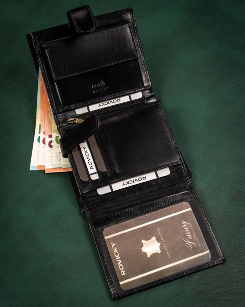 Veľká, kožená pánska peňaženka s RFID systémom