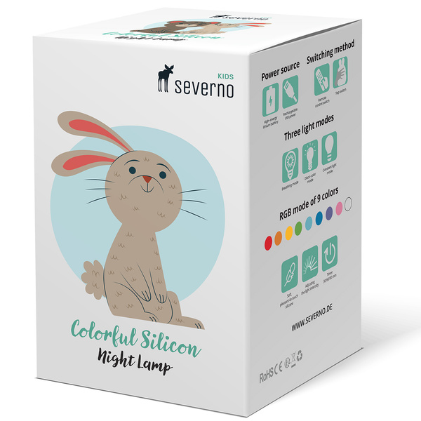 Silikónová nočná lampa Králik pre deti LED USB + ovládač