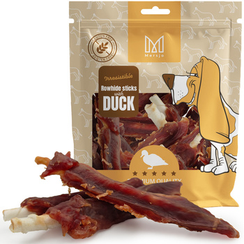 Pochúťka pre psov - Tyčinky zo surovej kože s filé z kačacích pŕs Mersjo 500g