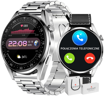 Giewont GW450-5 Silver Smartwatch + čierny kožený remienok