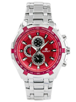 Pánske hodinky – Milton – strieborné/červené (Zp112g)