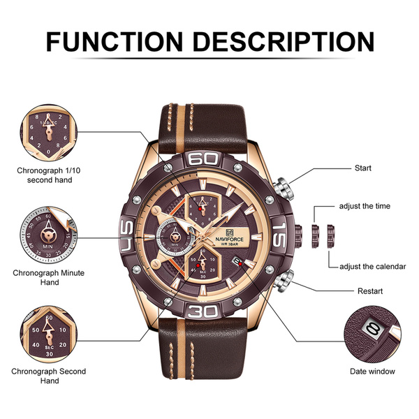 Pánske hodinky Nf8018 - Chronograf (Zn122d) + krabička