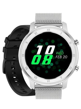 Unisex náramok Smartwatch 17-3 – strieborný + extra remienok (Sy010c)