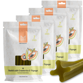 Dentálna pochúťka pre psov Dental Sticks Mersjo Hovädzie Riasy Čaj 28 ks