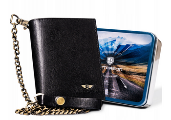 Pánska peňaženka z prírodnej kože s retiazkou