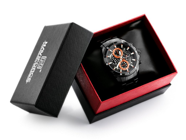 Pánske hodinky - Nf9149 (Zn090a) čierna / oranžová + krabička