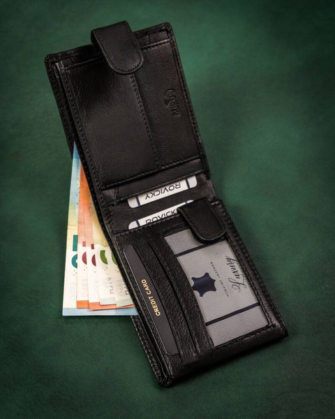 Veľká, kožená pánska peňaženka na patentku