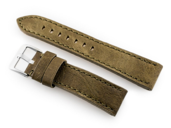 Kožený remienok na hodinky W48 – Premium – Olivový – 22 mm