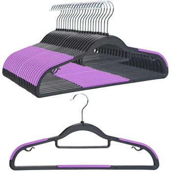 Sada vešiakov s protišmykovým dizajnom SOFTY 20 ks čierna/fialová