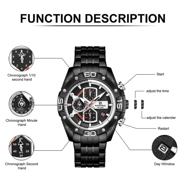 Pánske hodinky Nf8018 - Chronograf (Zn122b) + krabička
